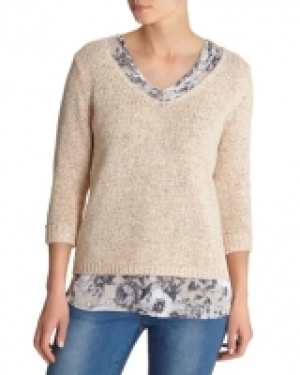 Layered V-Neck Jumper And Printed Top