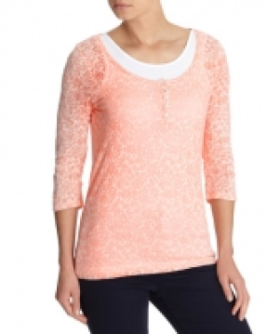 Three-Quarter Sleeve Burnout Placket Top