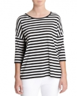 Striped Front Woven Back Top