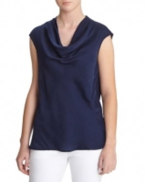 Gallery Woven Front Cowl-Neck Top