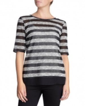 Striped PU Trim Shell Top