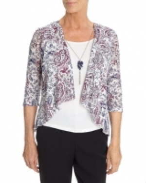 Dunnes Stores Signature Printed Mock Cardigan With Necklace