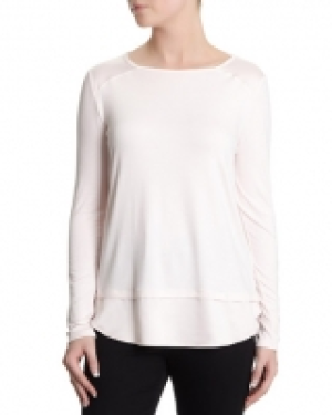 Satin Trim Long Sleeve Top