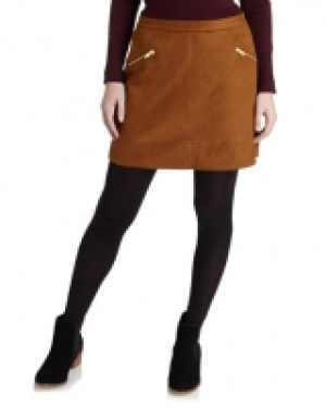 Suedette Zip Mini-Skirt