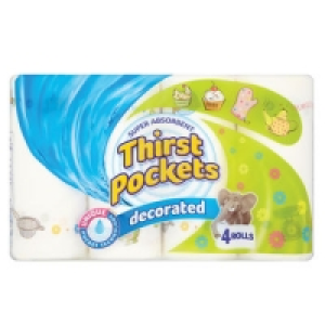 Thirst Pockets Decorated 4 Roll