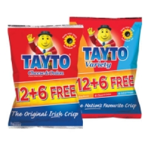 Tayto Cheese & Onion/Variety 12 Pack + 6 Free 300g