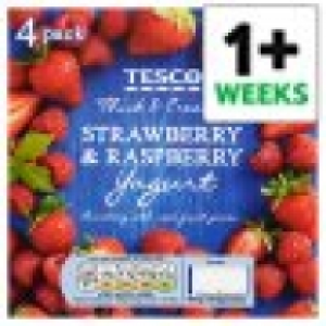 Tesco Strawberry And Raspberry Yoghurt 4 X 100G