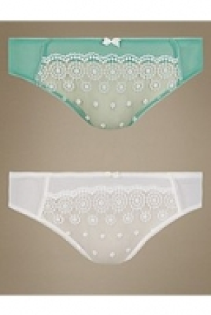 2 Pack Embroidered Brazilian Knickers 13.50 €