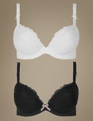 2 Pack Embroidered Padded Plunge Bras DD-G 24.00 €