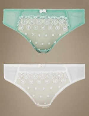 2 Pack Embroidered High Leg Knickers 13.50 €