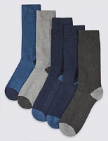 Marks and Spencer  5 Pairs of Freshfeet Cotton Rich Assorted Socks with Comfor