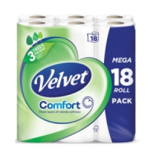 Velvet Comfort Toilet Tissue Mega 18 Roll Pack