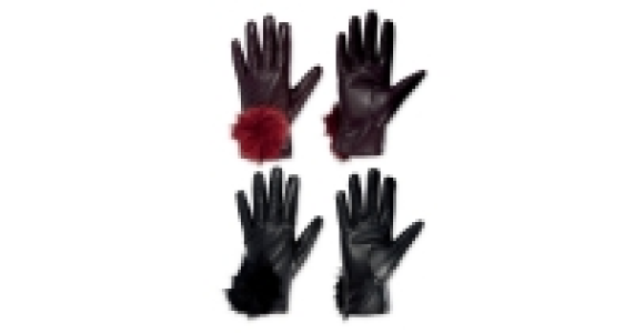 Ladies Pom Pom Leather Gloves