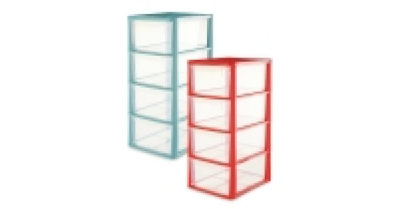 Coloured 4 Drawer Storage Tower