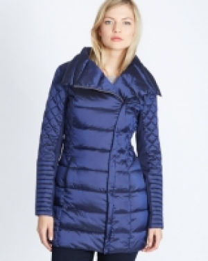 Gallery Asymmetric Satin Finish Padded Coat