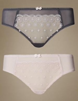 2 Pack Embroidered High Leg Knickers 5.25 €