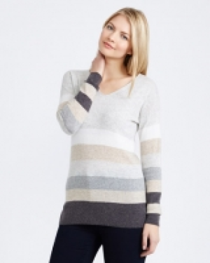 Dunnes Stores  Gallery Tonal V-Neck Stripe Jumper