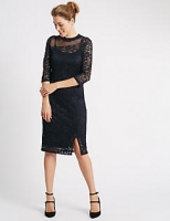 Marks and Spencer  Mesh Lace 3/4 Sleeve Bodycon Dress
