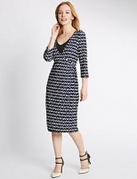 Marks and Spencer  PETITE Layered Wrap 3/4 Sleeve Shift Dress
