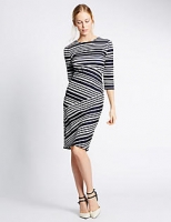 Marks and Spencer  Striped 3/4 Sleeve Bodycon Dress