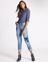 Marks and Spencer  Embroidered Mid Rise Relaxed Slim Jeans