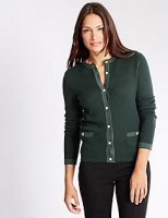 Marks and Spencer  Lambswool Blend Contrasting Edge Cardigan