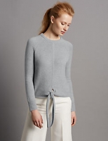 Marks and Spencer  Pure Cashmere Ribbed Tie Front Jumper