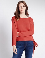 Marks and Spencer  Pure Cotton Side Tie Round Neck Jumper