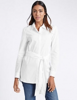 Marks and Spencer  Pure Cotton Tie Waist Long Sleeve Shirt