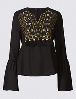 Marks and Spencer  Embroidered Notch Neck Blouse