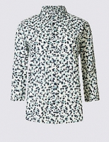 Marks and Spencer  Pure Cotton Spotted 3/4 Sleeve Shirt