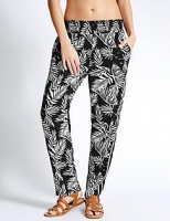 Marks and Spencer  Palm Tree Print Tapered Leg Trousers
