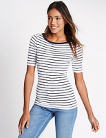 Marks and Spencer  Pure Cotton Striped Half Sleeve T-Shirt