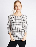 Marks and Spencer  Checked 3/4 Sleeve Shell Top