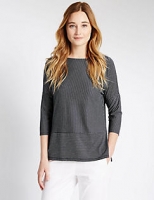 Marks and Spencer  Shadow Stripe 3/4 Sleeve Jersey Top
