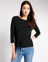 Marks and Spencer  Pure Cotton 3/4 Sleeve Asymmetric T-Shirt