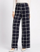 Marks and Spencer  Satin Checked Wide Leg Trousers