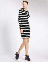 Marks and Spencer  Pure Cotton Striped Long Sleeve Tunic Dress