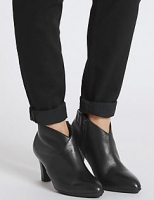 Marks and Spencer  Wide Fit Leather Angular Heel Shoe Boots