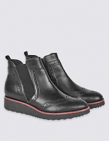 Marks and Spencer  Leather Brogue Detail Ankle Boots