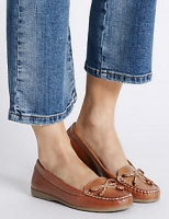 Marks and Spencer  Leather Low Heel Bow Boat Shoes