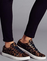 Marks and Spencer  Leather Leopard Print Lace Up Trainer