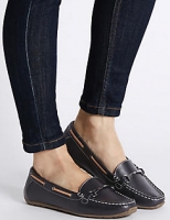 Marks and Spencer  Wide Fit Leather Square Toe Loafers