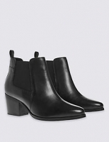 Marks and Spencer  Leather Block Heel Ankle Boots