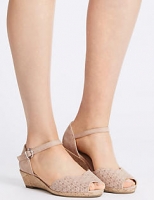 Marks and Spencer  Wide Fit Suede Wedge Buckle Sandals