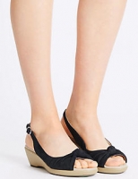 Marks and Spencer  Suede Wedge Heel Sandals with Stain Away