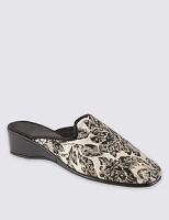 Marks and Spencer  Wedge Heel Floral Print Mule Slippers