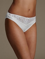 Marks and Spencer  Jacquard & Lace Trim High Leg Knickers