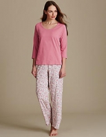 Marks and Spencer  Pure Cotton Printed 3/4 Sleeve Pyjama Set