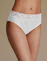 Marks and Spencer  5 Pack Cotton Rich Lace Waist High Leg Knickers with New & I